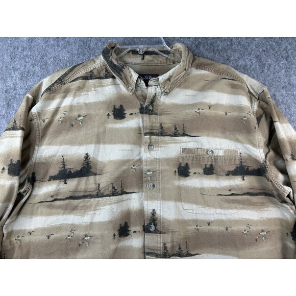 Woolrich Geese Chamois Flannel Button Down Shirt Men’s Sz 2XL Trees Goose - Picture 2 of 8
